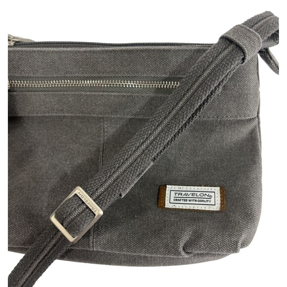 Travelon Anti-Theft Heritage Crossbody Bag Gray RFID Slash-Resistant Purse - Picture 4 of 13
